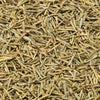 A close-up shows dried rosemary needles, commonly used as a culinary herb.