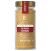 A jar of McCormick Organic Rubbed Sage spice.