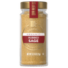 A jar of McCormick Organic Rubbed Sage spice.