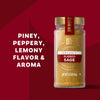 This image showcases McCormick Organic Rubbed Sage, highlighting its piney, peppery, and lemony flavor and aroma.