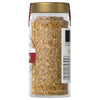 A jar of organic thyme with a gold lid and a label with a barcode.
