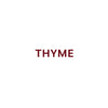 The word THYME is displayed in a burgundy color against a white background.