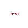 The word THYME is displayed in a burgundy color against a white background.