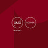 The image displays the Non-GMO and Kosher certification logos.
