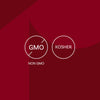 The image displays the Non-GMO and Kosher certification logos.