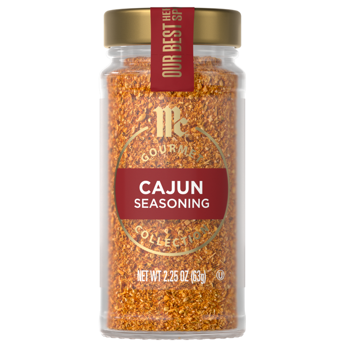 This is a jar of McCormick Gourmet Cajun Seasoning.
