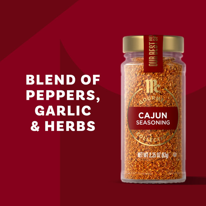 McCormick Cajun Seasoning blend of peppers, garlic, and herbs.