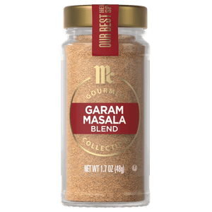 A jar of McCormick Gourmet Garam Masala Blend.