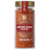 A jar of McCormick Gourmet Ancho Chile Pepper.