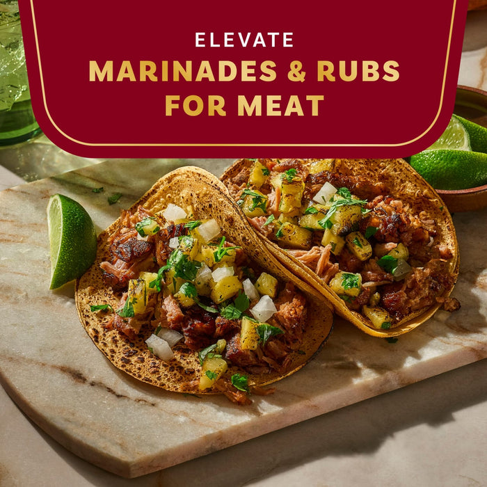 Elevate your meat dishes with flavorful marinades and rubs, as shown in this image of delicious tacos.