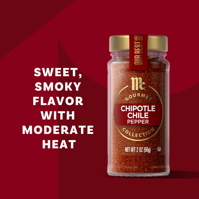 McCormick Gourmet Collection Chipotle Chile Pepper offers a sweet, smoky flavor with moderate heat.