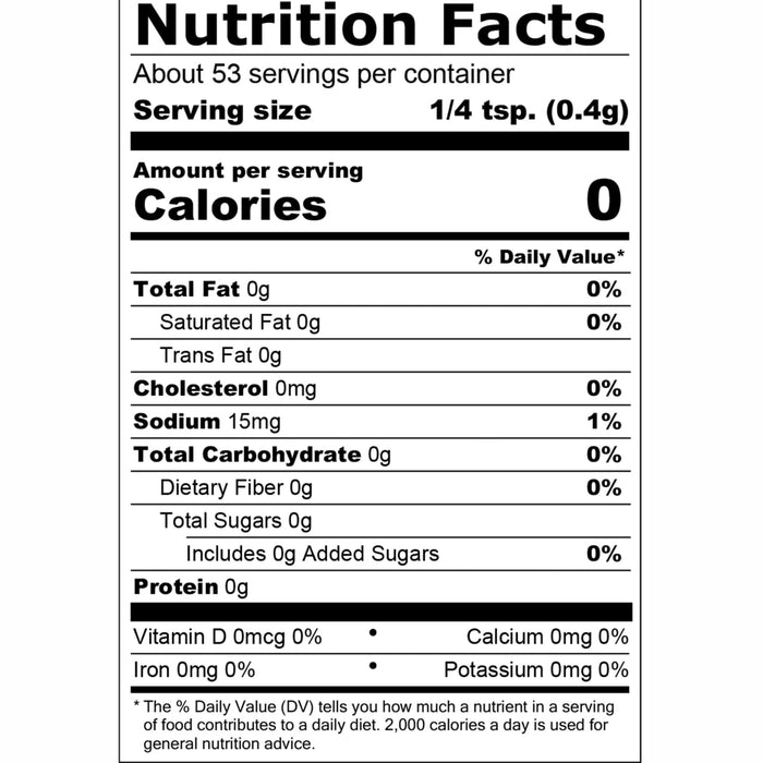 A nutrition facts infographic for Mccormick Italian Herb Seasoning Flake .77 Oz shows zero calories and zero grams of fat per serving.