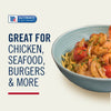 McCormick product advertisement featuring a dish with chicken, seafood, and burgers.