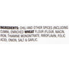 A list of ingredients for a spice blend including chili cumin wheat flour and other spices.