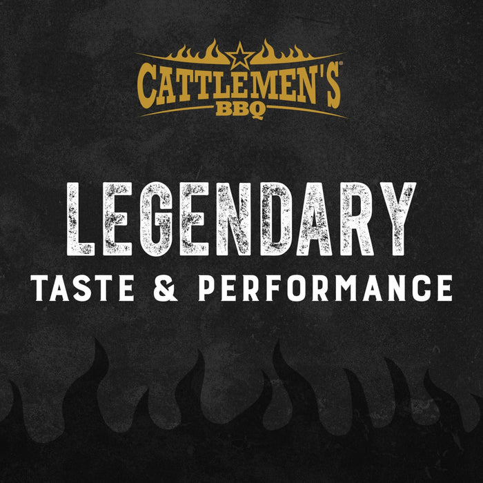 An advertisement for Cattlemen'S Bbq Rubs Smokehouse Rub Seasoning (Case Of 6) features the Cattlemen's BBQ logo with flames, and the text LEGENDARY TASTE &amp; PERFORMANCE on a dark, textured background.