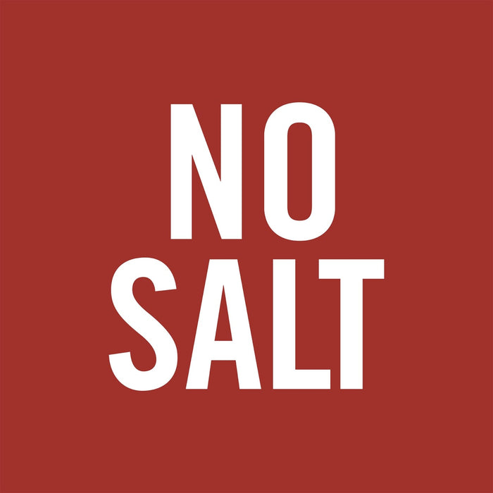 White text on a red background that says NO SALT