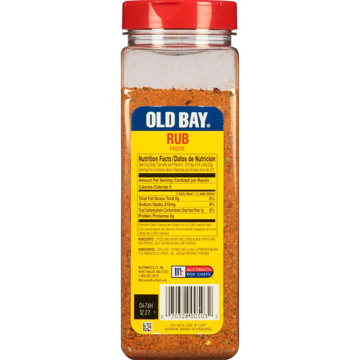 A jar of Old Bay Rub seasoning.