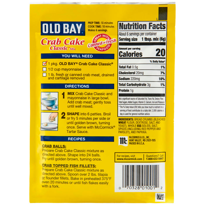 OLD BAY® Classic Crab Cake Seasoning Mix, 1.24 oz (6-Pack)