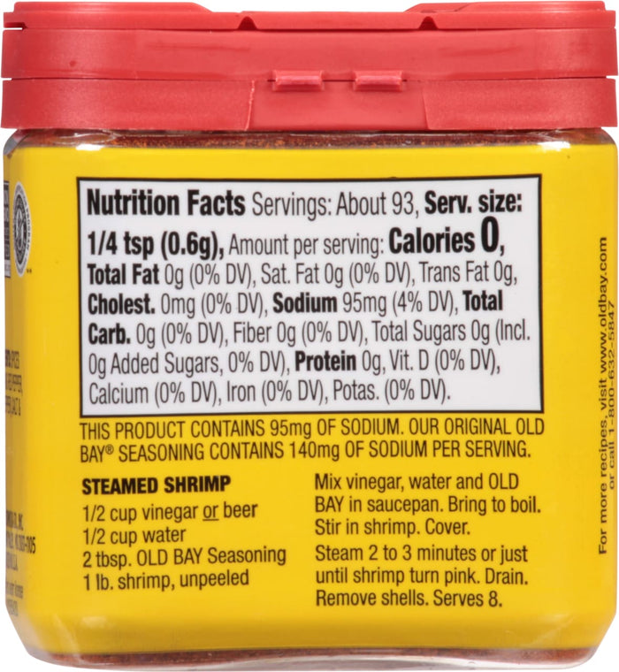 Old Bay Seasoning nutrition facts and a recipe for steamed shrimp.