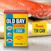 A can of Old Bay Lemon &amp; Herb Seasoning is displayed with a piece of salmon in the background.