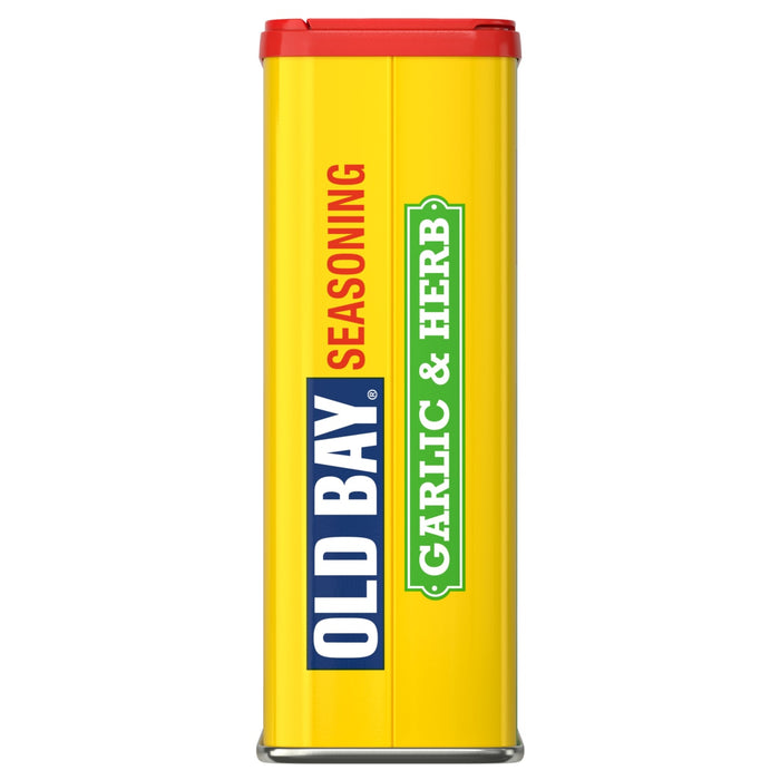 A container of Old Bay Garlic &amp; Herb Seasoning.