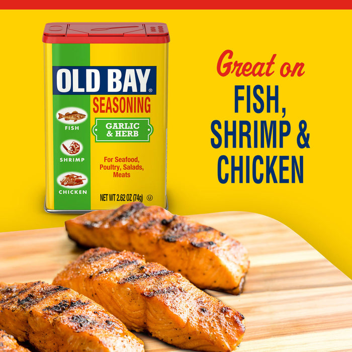 Old Bay Seasoning is great on fish, shrimp, and chicken, as shown with grilled salmon.