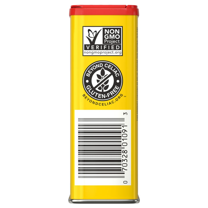 The image shows the side of a McCormick product container with a gluten-free certification seal and a barcode.