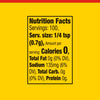 The image shows a nutrition facts label with 100 servings per container and a serving size of 1/4 tsp (0.7g), with 0 calories, 0g total fat, 135mg sodium, 0g total carbohydrates, and 0g protein per serving.