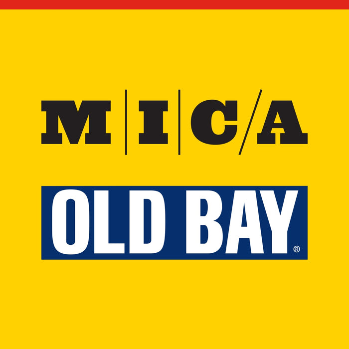 This graphic illustration features a collaboration logo between MICA and the brand Old Bay, makers of the iconic Old Bay Old Bay Seasoning, 16.0 Oz.