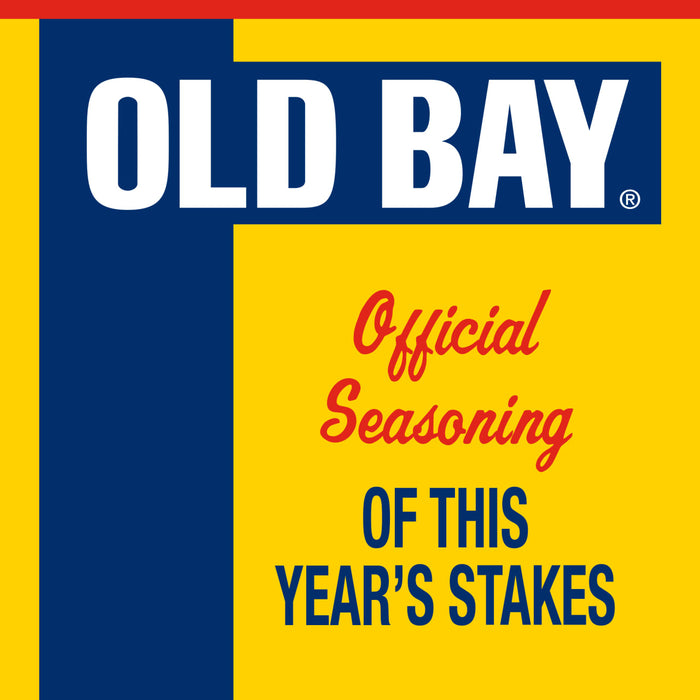 The Old Bay Preakness Infographics feature the brand's iconic logo and colors, declaring it the Official Seasoning of This Year's Stakes.