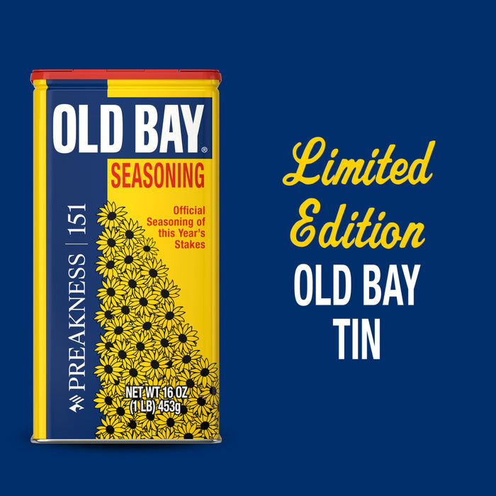 This Old Bay Preakness Infographics advertisement features the limited edition tin for the 151st Preakness Stakes, decorated with black-eyed Susans.