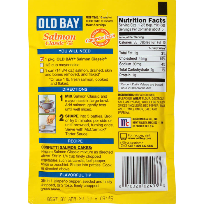 OLD BAY® Classic Salmon Cake Mix, 1.34 oz (6-Pack)