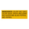 A yellow label with the ingredients for celery salt.