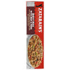 A box of Zatarains Frozen Dirty Rice Entree Beef And Pork 10 Oz featuring a bowl of zesty seasoned rice with beef, pork, bell peppers, and spices.