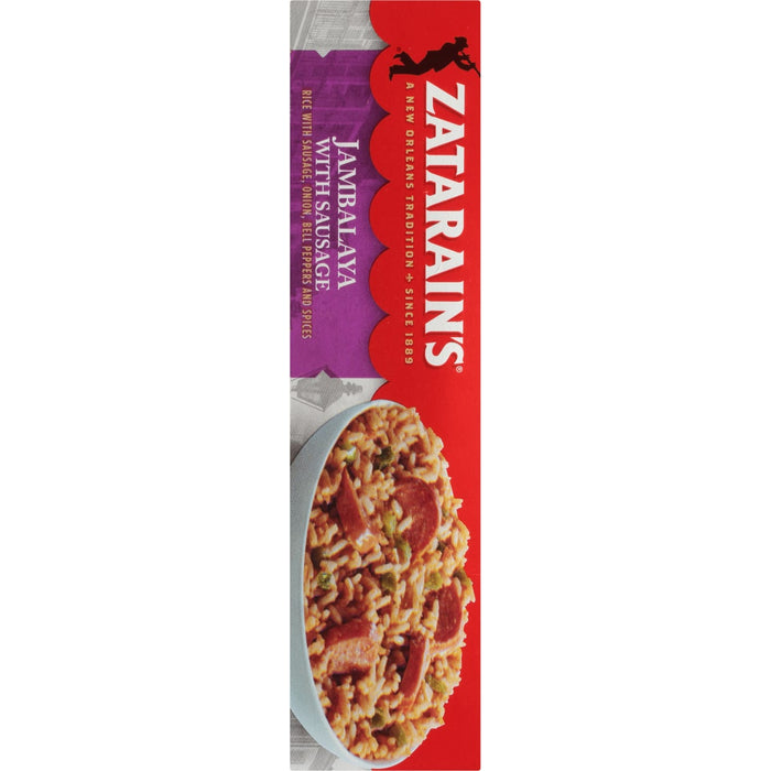 A box of Zatarain's Jambalaya with Sausage.