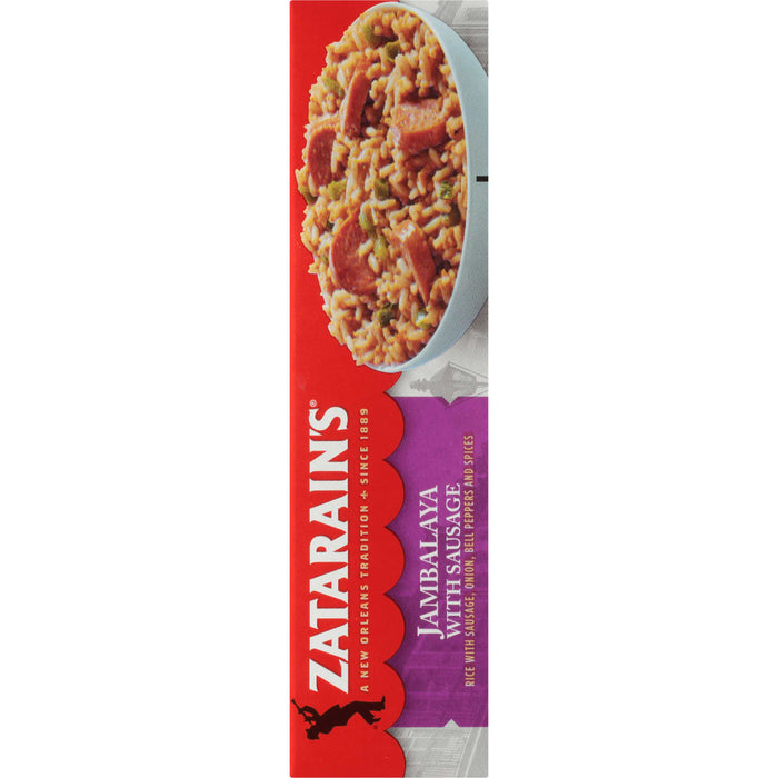 A box of Zatarain's Jambalaya with Sausage.
