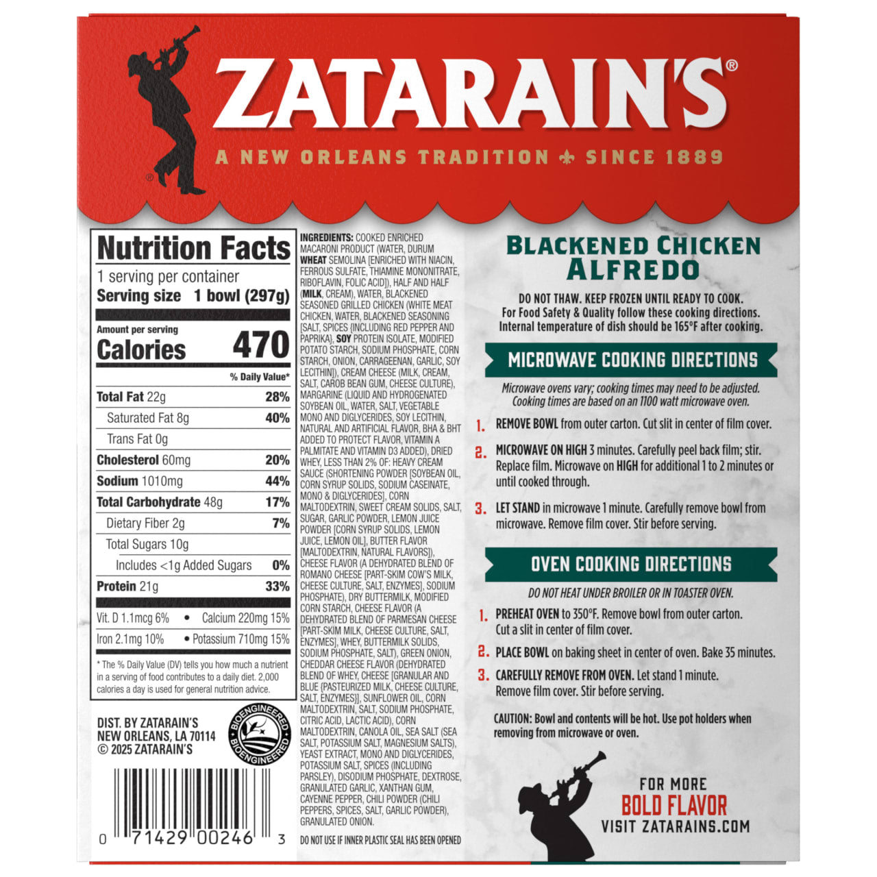 Zatarain's® Blackened Chicken Alfredo Frozen Dinner | McCormick