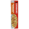 A vertical view of the packaging for Zatarains Frozen Chicken And Vegetable And Rice Entree Blackened Chicken 10.5 Oz featuring a bowl of seasoned grilled white meat chicken with yellow rice, bell peppers, and onions.