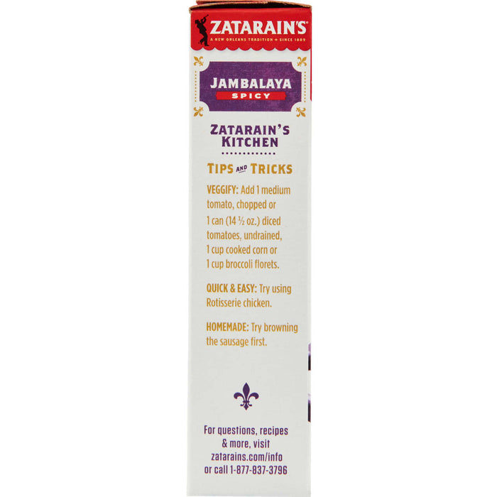 Zatarain's Jambalaya Kitchen box with tips and tricks for making the dish.