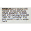 A list of ingredients for a product containing enriched long grain parboiled rice.