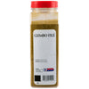 A clear rectangular jar with a red lid contains Zatarains Gumbo File Seasoning Ground 12 Oz, a greenish-brown powder made from sassafras leaves, with a white label displaying GUMBO FILÉ and the McCormick for Chefs logo.