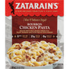 A box of Zatarain's New Orleans Style Bourbon Chicken Pasta with a serving suggestion on the front.