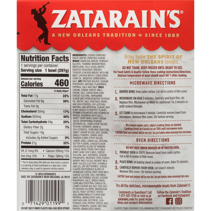 A box of Zatarain's New Orleans Style Chicken and Rice microwaveable meal.