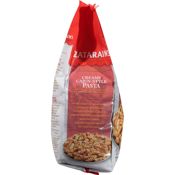 A bag of Zatarain's Creamy Cajun-Style Pasta with a picture of the pasta on the front.