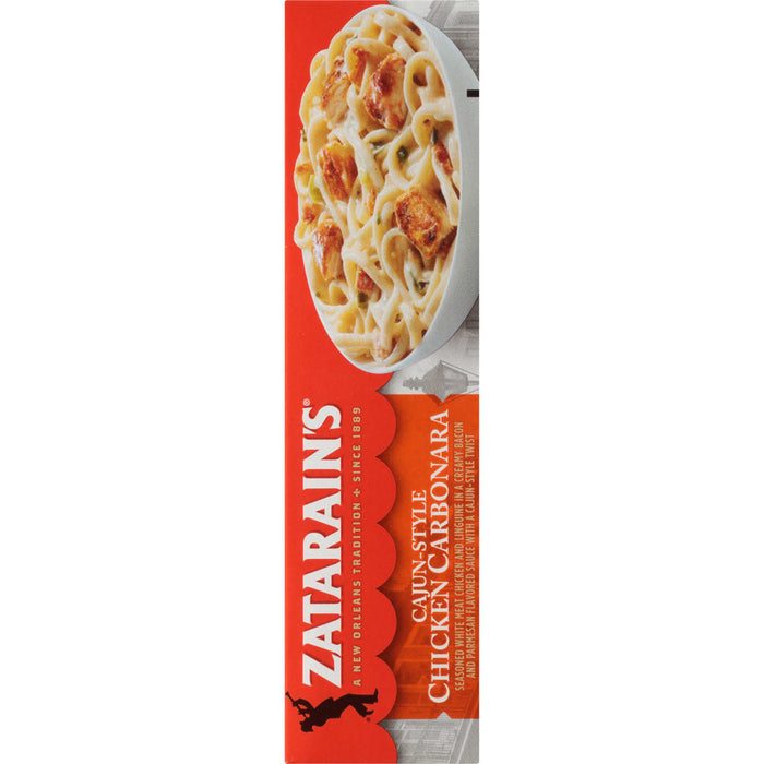 A box of Zatarain's Cajun-Style Chicken Carbonara.