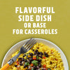 A flavorful side dish or base for casseroles is showcased in a bowl with rice and black beans.
