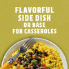 A flavorful side dish or base for casseroles is showcased in a bowl with rice and black beans.