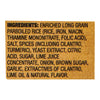 A list of ingredients for a product containing enriched long grain parboiled rice.