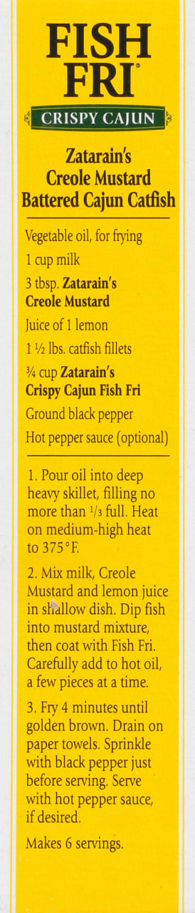A recipe for Zatarain's Crispy Cajun Fish Fri.