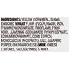 A list of ingredients for a product containing yellow corn meal, sugar, enriched wheat flour, and cheddar cheese.